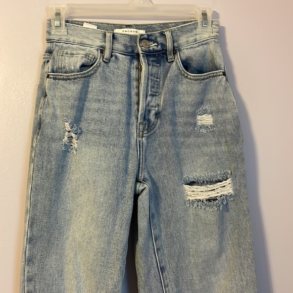 PacSun Distressed High Rise Straight Leg Jeans Button Fly size 23 - Picture 3 of 17